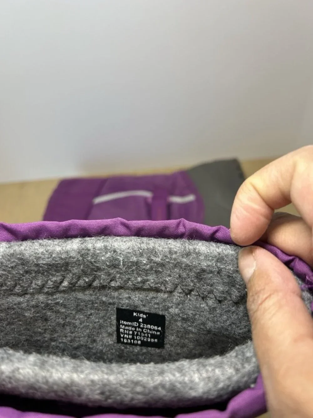 LL Bean Kids Winter Snow Boots Purple Gray Size 4 Warm Insulated Waterproof